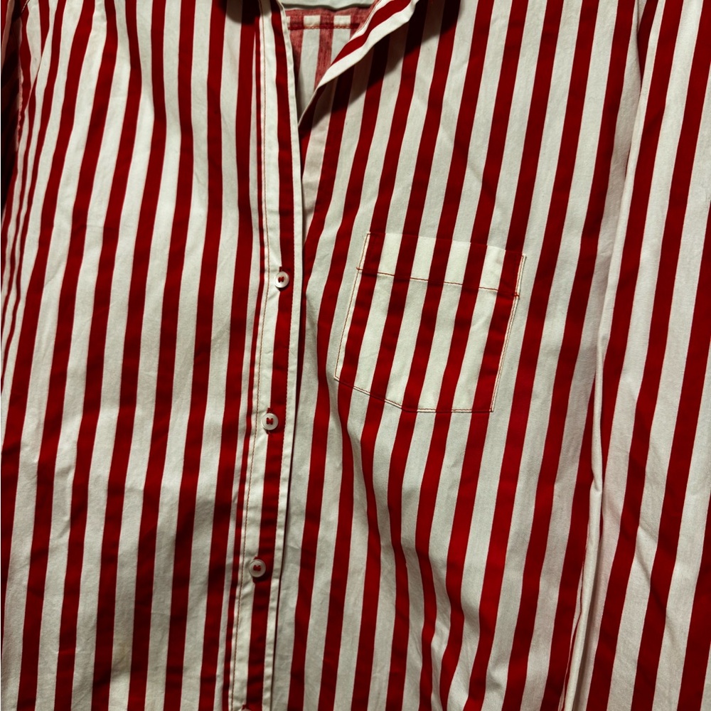 Zara Striped Button Down Shirt - Red & White - Picture 2 of 8